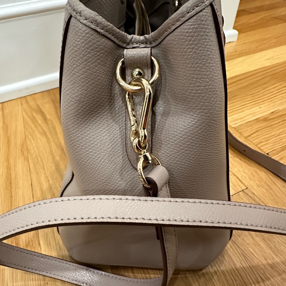 Coach Margot Beige Color Block Two-Tone Leather Satchel Shoulder Bag - Picture 12 of 16
